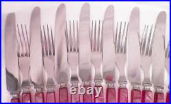 Cherry Red Flatware Marbelized Silver Stainless Blades Conestoga Mid Century