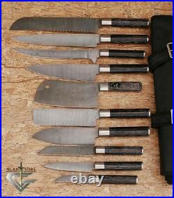 Custom Handmade Damascus Chef/kitchen Knife Set Chopper/butcher/steak With Bag