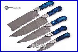 Custom Made Damascus Steel 5 pcs Professional Kitchen Chef Knife Set