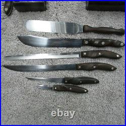 Cut Co. USA 9 Piece Knife & Fork Set W. Bakelite Wall Mount