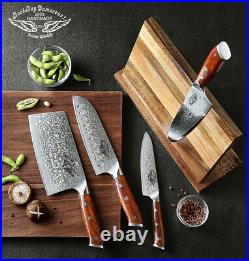 Damascus Chef Knife 4 Pc Set Kitchen Knives Set with High Quality Steel