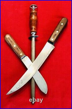 Dexter Russell 32910 Chef Knife 1196 Butcher & Sharpening Rod Vintage