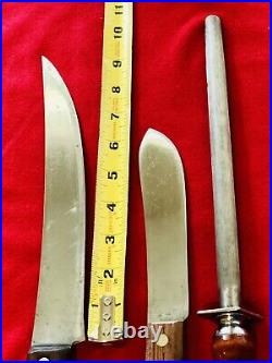 Dexter Russell 32910 Chef Knife 1196 Butcher & Sharpening Rod Vintage