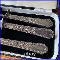 English Antique 1847 Rogers Bros Is Silver Plate Carver Carving Knife Steel Set