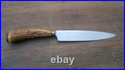 FINE Antique EDW. BARTON Sheffield Carbon Steel Paring/Smaller Chef Knife withStag