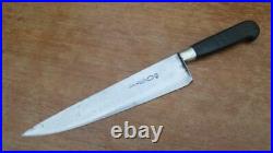 FINE Antique TICHET Hand-Forged Carbon Steel XL Chef Knife RAZOR SHARP withEbony
