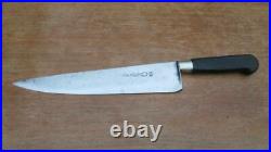 FINE Antique TICHET Hand-Forged Carbon Steel XL Chef Knife RAZOR SHARP withEbony