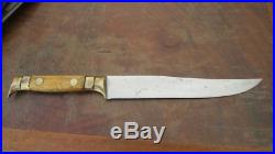FINEST Antique WEYERSBERG Germany Carbon Steel Chef Slicing Knife withBone Handles