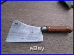 GORGEOUS Vintage Foster Bros. Chef's #6 Carbon Steel Meat Cleaver RAZOR SHARP