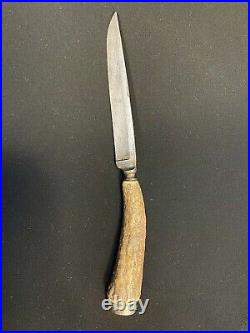 German Antler Handled Steak Knives 7 Marked Solingen c1950 8 Vintage