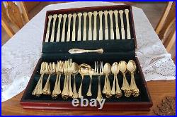 Gold Electroplate by F B Rogers China, Flatware, 86 Pieces, Service for 16
