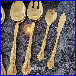 Gold Plated Stainless Flatware service for 10 Tableware Royal Splendor
