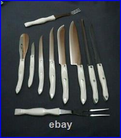 ++ HIGHLY COVETED CUTCO PEARL WHITE HOMEMAKER 11 PIECE SET WithHONEY OAK BLOCK! ++