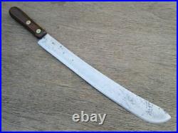 HUGE Antique LF&C Double-Shear Carbon Steel Chef's Butcher Knife RAZOR SHARP