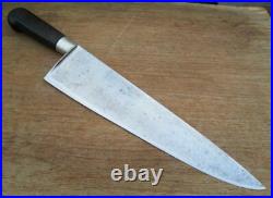HUGE Antique TICHET Hand-Forged Carbon Steel Nogent Chef Knife RAZOR SHARP