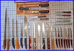 Huge Vintage Knife and Honing Steel Lot Sharpening Rod