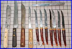 Huge Vintage Knife and Honing Steel Lot Sharpening Rod