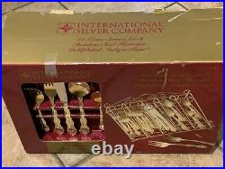 International Goldplate 24k Flatware Service 8 42 Pc Set Antique Rose New Box