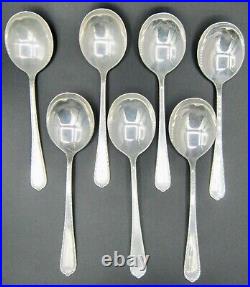 International Pine Tree Sterling Silver Cream Soup Spoons (7) 6 In
