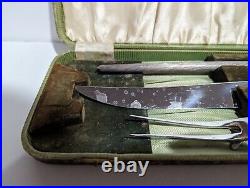 Joseph Rodgers and Sons Victorian Era 1895 Carving Cutlery Set with Case Green