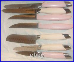 Kitchen Aid 13 Piece Cutlery Set With Pink Handles Used In Good Condition