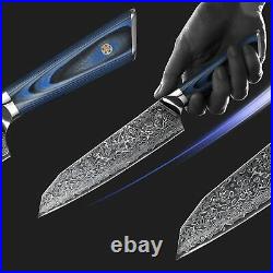 Kitchen knife set AUS-10 Knife Block Set, Japanese Damascus Steel, Knife Set