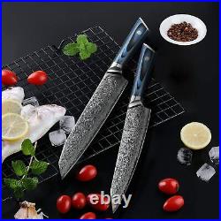 Kitchen knife set AUS-10 Knife Block Set, Japanese Damascus Steel, Knife Set
