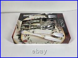 Lenox Golden Holiday Flatware Set 20pc Holly Stainless Gold Accent Christmas