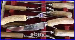 Lewis Rose & Co Sheffield England Antique 12 piece Stag Horn Forks & Knives