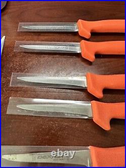 Lot of 10 Dexter Knives 8 Utility/Deboning Poultry Knifes 2 Hollow Ground