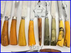 Lot of 22 Vintage knives & Forks With Bakelite Handles Bakelite Utensils