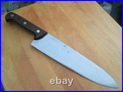 MASSIVE Antique F. Dick Chef's/Butcher's Carbon Steel Splitting Knife withIronwood