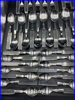 MCM Japan Lifetime Cutlery Clear Lucite Stainless Flatware 72 Pcs