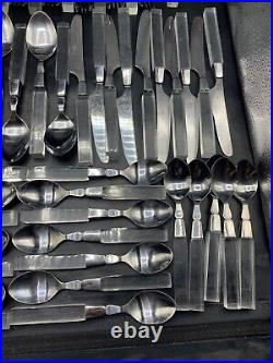 MCM Japan Lifetime Cutlery Clear Lucite Stainless Flatware 72 Pcs