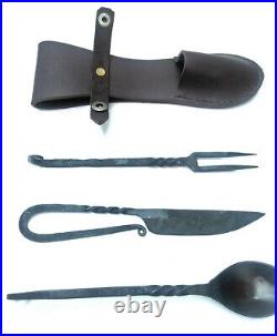 Medieval Cutlery Set Hand Forged Medieval Kitchen Set Spoon Knife Fork vikings
