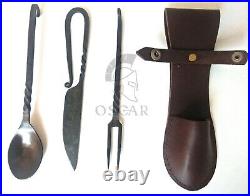 Medieval Cutlery Set Hand Forged Medieval Kitchen Set Spoon Knife Fork vikings