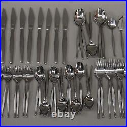 Mid Century Modern Stainless Flatware MCM Atomic Era Service For 8 50 Pieces