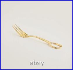 New Hermes Attelage Gold Dinner Fork #p008902p Brand Nib France F/sh