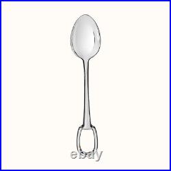 New Hermes Attelage Stainless Steel Dessert Spoon #p006007p Brand Nib France F/s