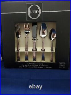 ONEIDA CORDUROY 62 pc set serving 12 stainless steel MADE in INDONESIA