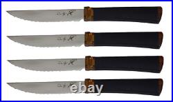 Ontario Knives Agilite Steak Knife Set 2565 14C28N Stainless Steel Amber Black