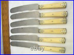 Ornate Meriden Cutlery Co Steer/Bovine Stag Handle Flatware 3-Tine Fork Knife