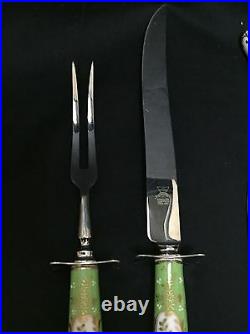 Porcelain Handle Steak Knives & Carving Set SHEFFIELD England 12 Pcs. Floral