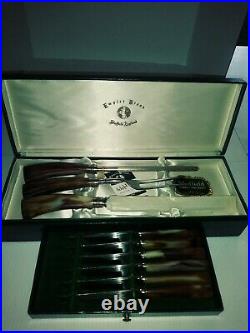 Pre 1970's Empire Brand Cutlery Carving Set + 6 Steak Knives Bakelite Handles