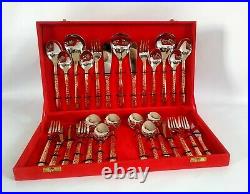Pure Copper Stainless Steel Flatware Knives Silverware Cutlery 27 Piece With Box