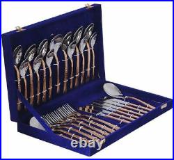Pure Copper Stainless Steel Flatware Silverware Cutlery 27 Piece Sets With Box
