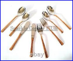 Pure Copper Stainless Steel Flatware Silverware Cutlery 27 Piece Sets With Box