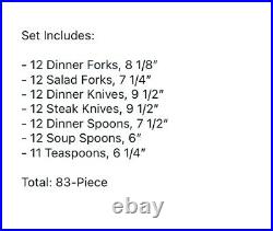 RSVP RXV5 Beaded, 83-Piece Stainless 18/10 Flatware Set, Service for 11+