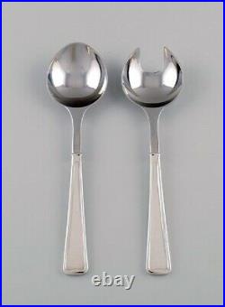 Rare Georg Jensen Koppel cutlery. Salad set in sterling silver, stainless steel