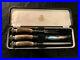 SHEFFIELD Stag Antler Handle & Silver 3 pc Carving Set High Quality Never Used